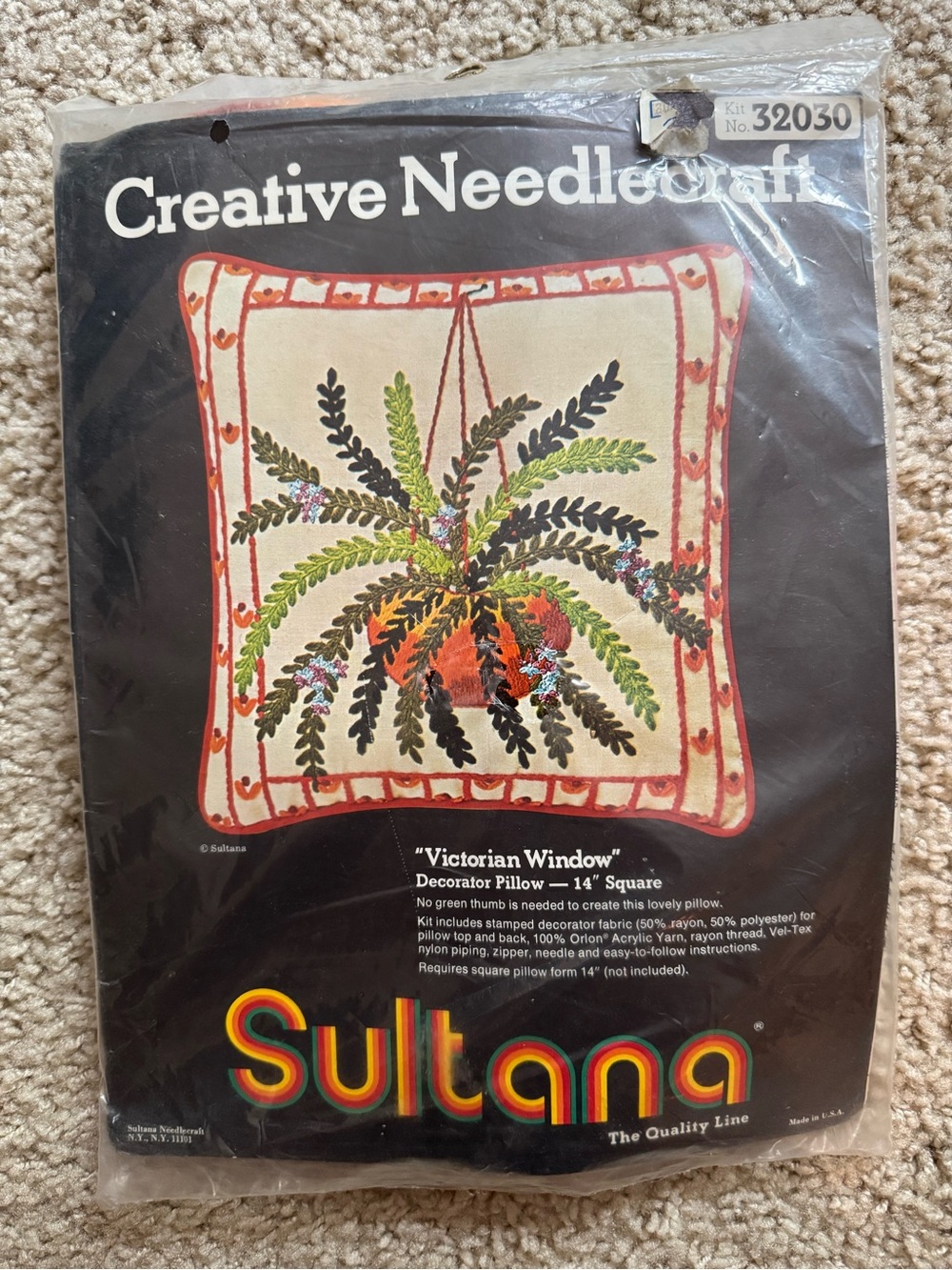 Sultana Needlepoint Pillow Kit “Victorian Window”